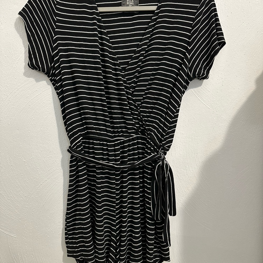 Billabong Black and White Striped Romper